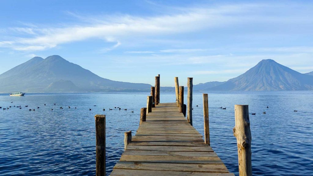 Lake Atitlán landscape and dock